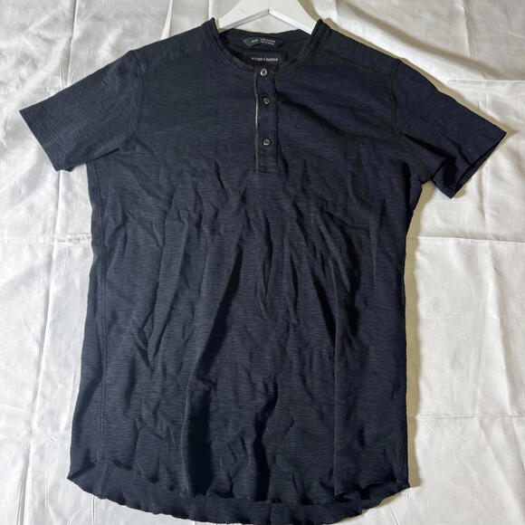 Other - Wings + Horns Slub Cotton Henley Made in Canada Black Medium